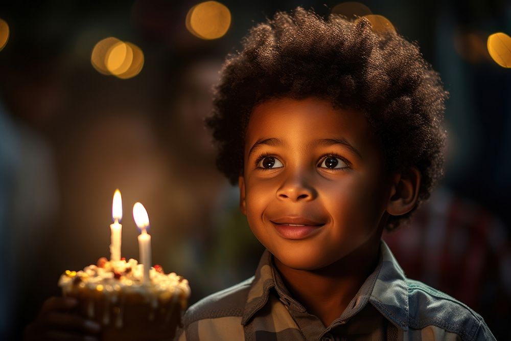 Ethiopian boy candle party portrait. AI generated Image by rawpixel.