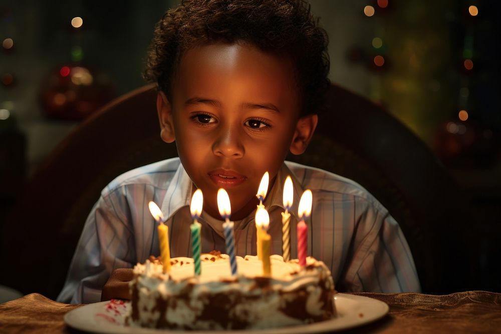 Ethiopian boy candle party birthday. AI generated Image by rawpixel.