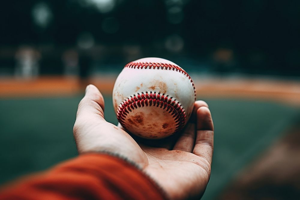 Hand with a baseball sports glove outdoors. AI generated Image by rawpixel.