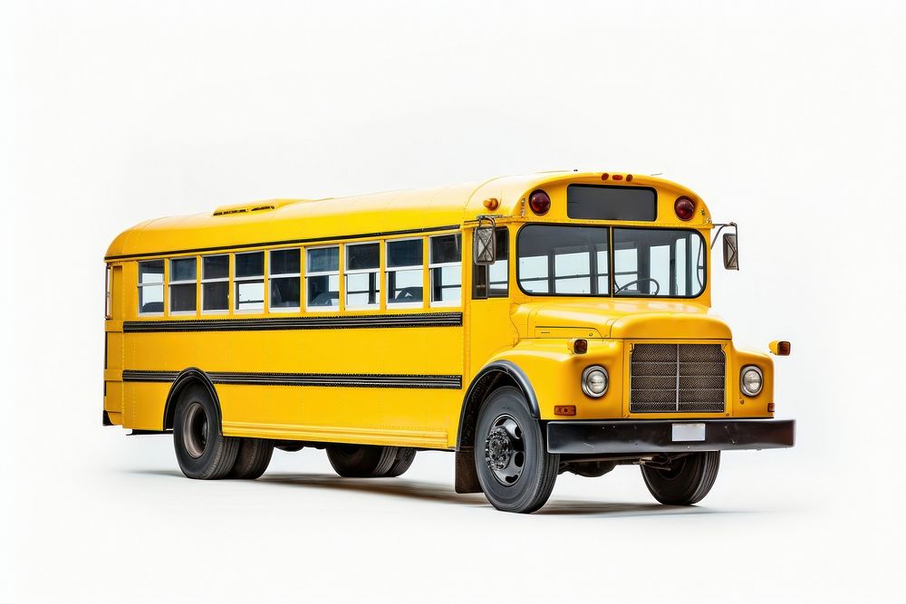 School bus vehicle white background transportation. AI generated Image by rawpixel.