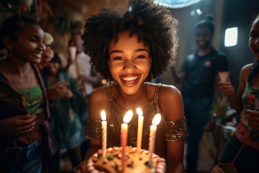 South African young woman party birthday dessert. AI generated Image by rawpixel.