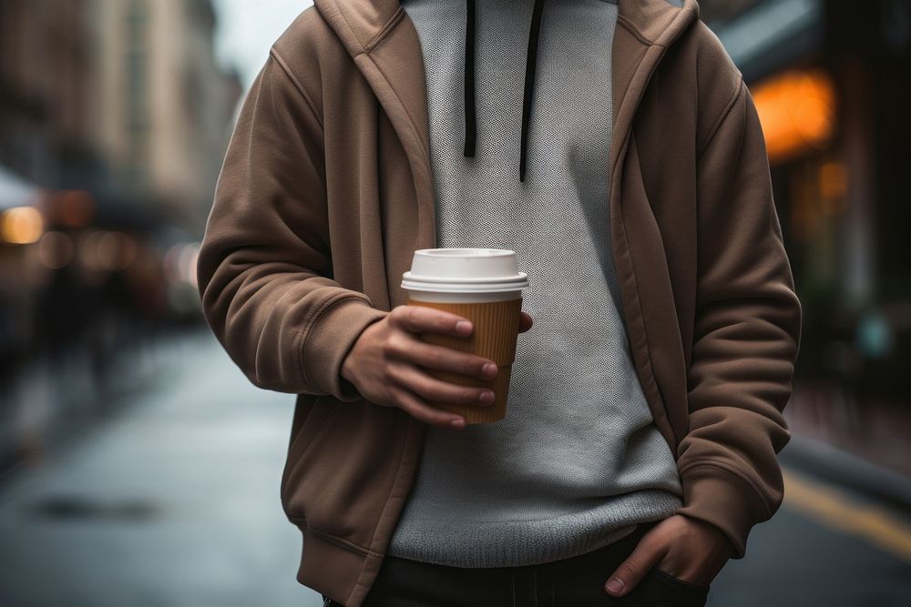 Street style coffee cup holding. AI generated Image by rawpixel.