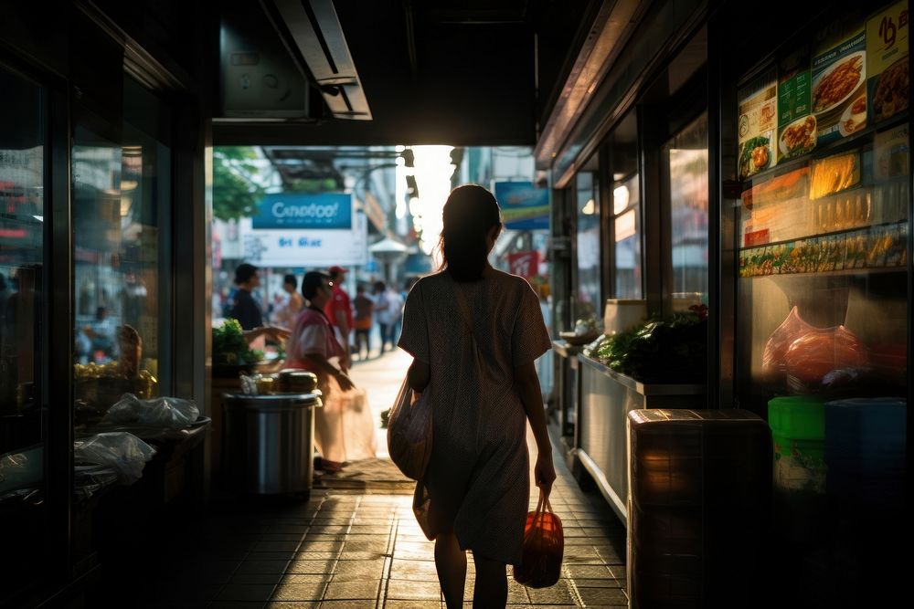 Asian backpacker in bangkok street walking adult. AI generated Image by rawpixel.
