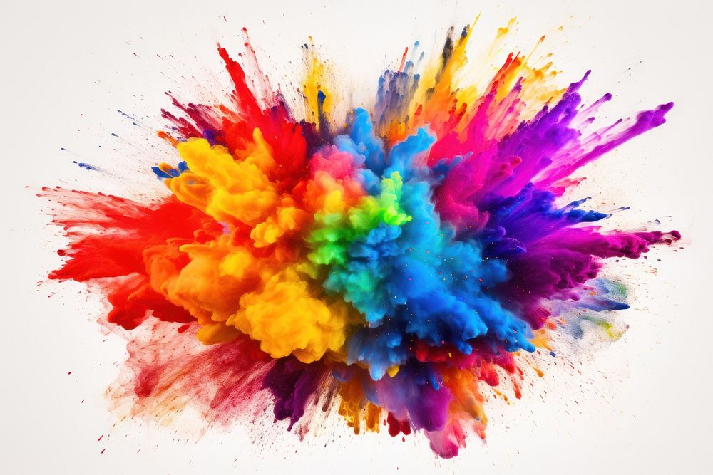 Rainbow holi paint color powder explosion backgrounds white background celebration. AI generated Image by rawpixel.
