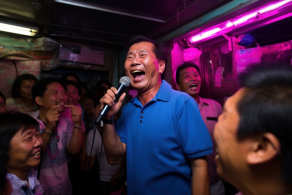 Filipino singing karaoke microphone adult entertainment. AI generated Image by rawpixel.