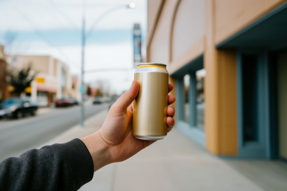 Holds a can drink beer hand. AI generated Image by rawpixel.