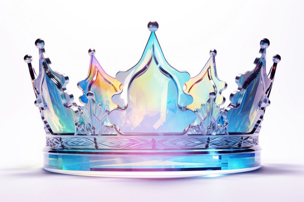 Holographic crown white background accessories splashing. AI generated Image by rawpixel.