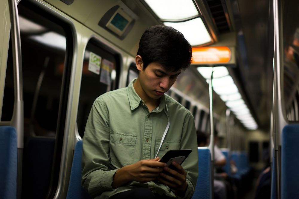 Indonesian student in the train vehicle reading transportation. AI generated Image by rawpixel.