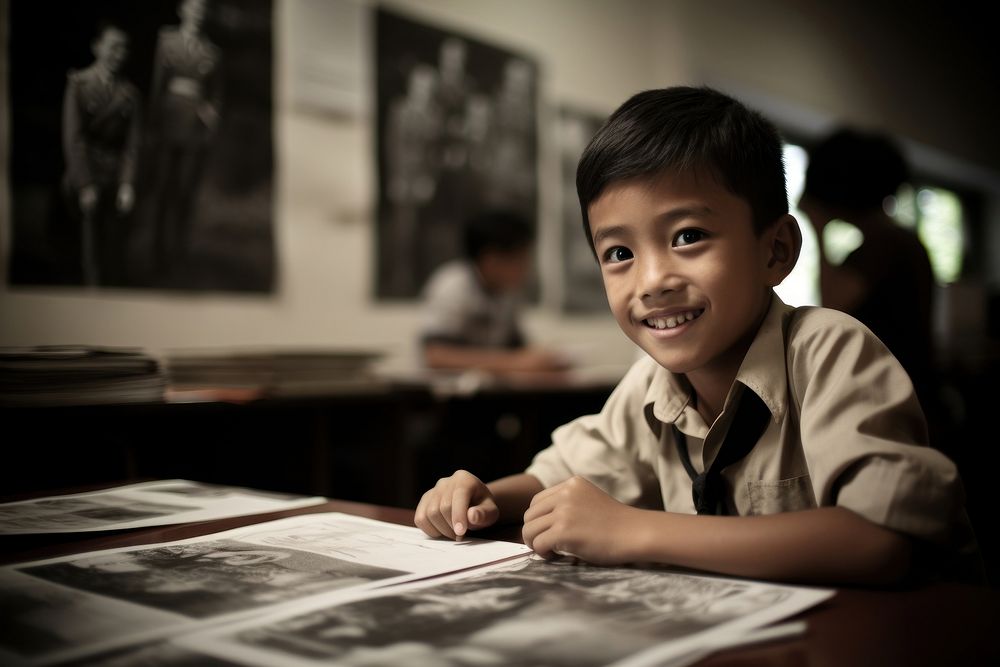 Malaysian Student in classroom portrait student child. AI generated Image by rawpixel.