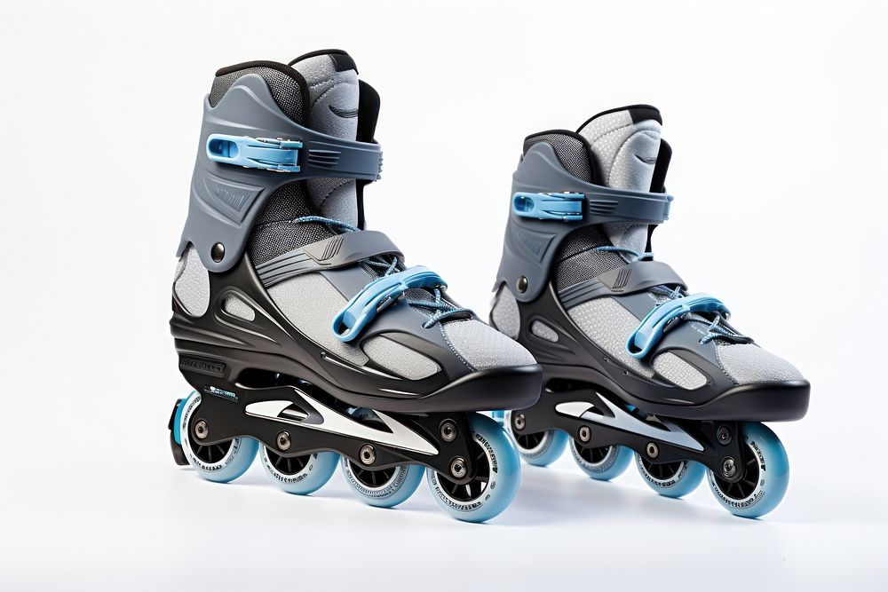 Blue gray inline skates footwear skating transportation. AI generated Image by rawpixel.