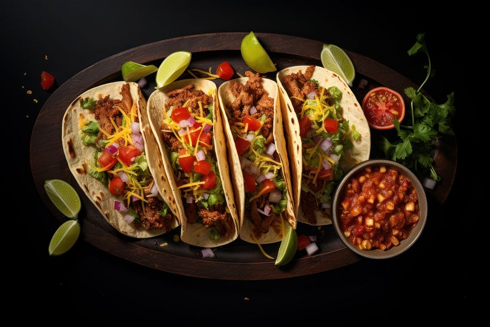 Meat Tacos taco food vegetable. AI generated Image by rawpixel.
