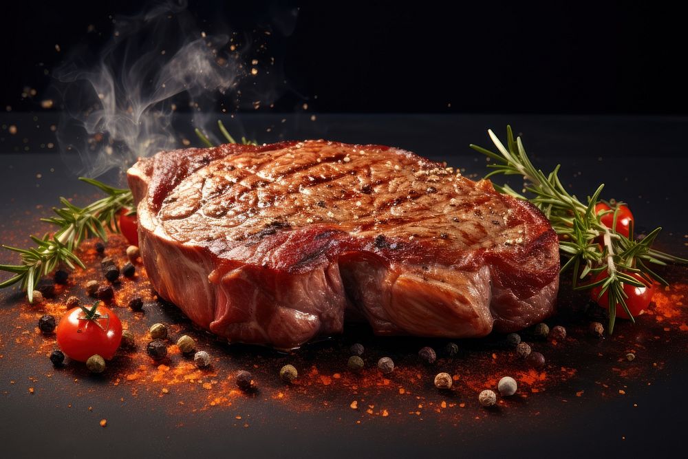 Steak meat beef food pork. AI generated Image by rawpixel.
