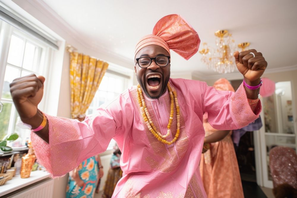 Nigerian man tradition shouting fun. AI generated Image by rawpixel.