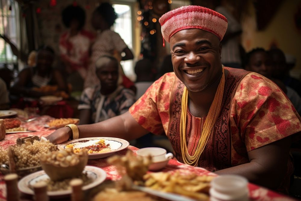 Nigerian man tradition adult food. AI generated Image by rawpixel.