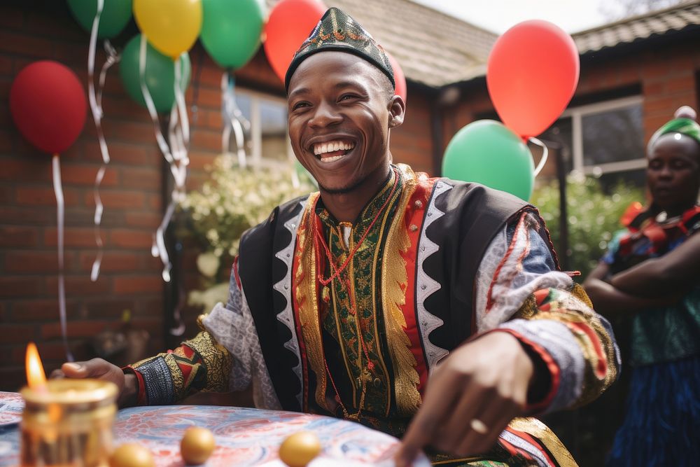 Black South African tradition birthday laughing. AI generated Image by rawpixel.