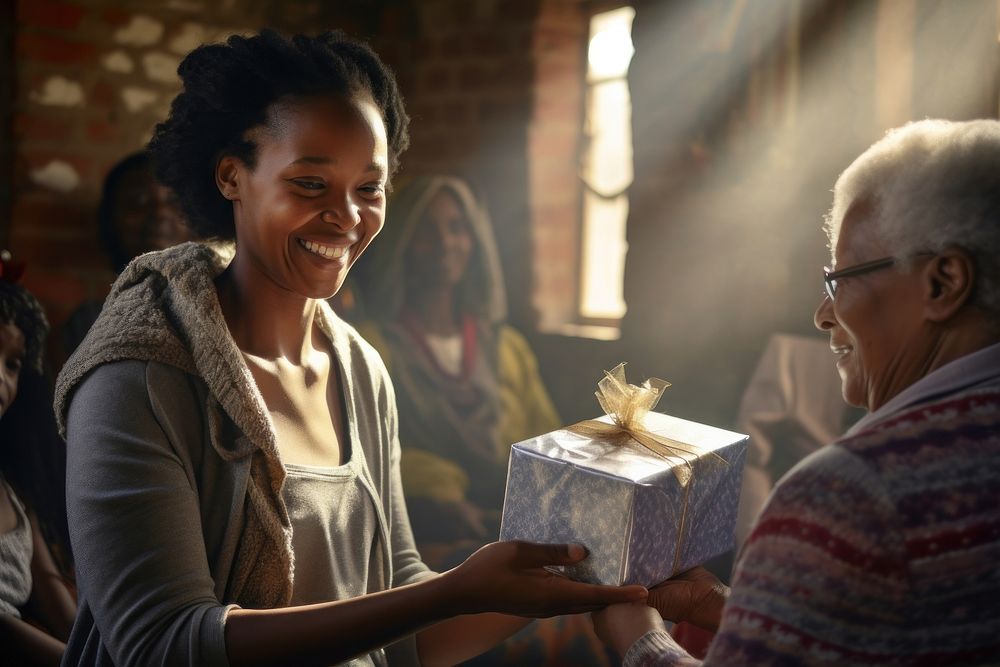 South African woman adult gift togetherness. AI generated Image by rawpixel.