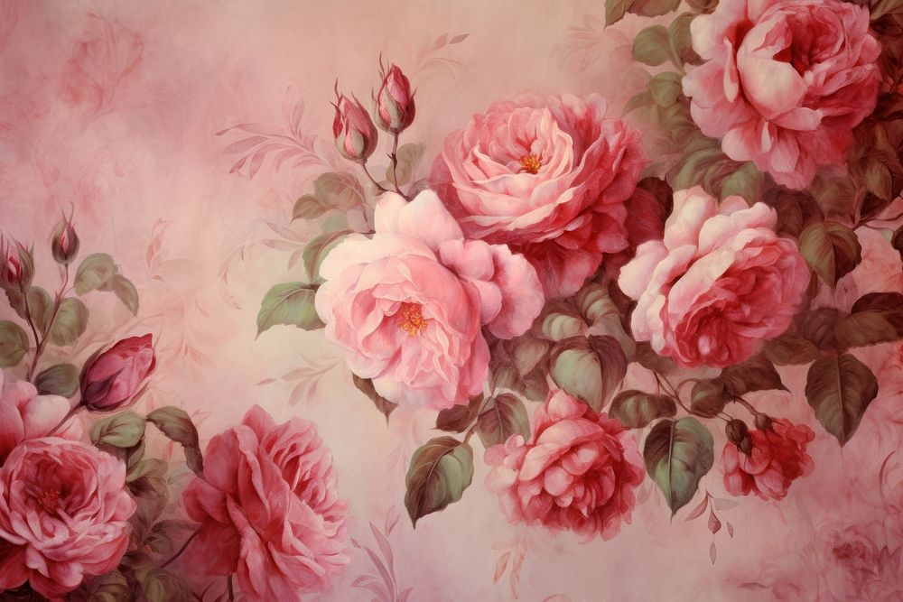 Vintage rose backgrounds painting. AI generated Image by rawpixel.