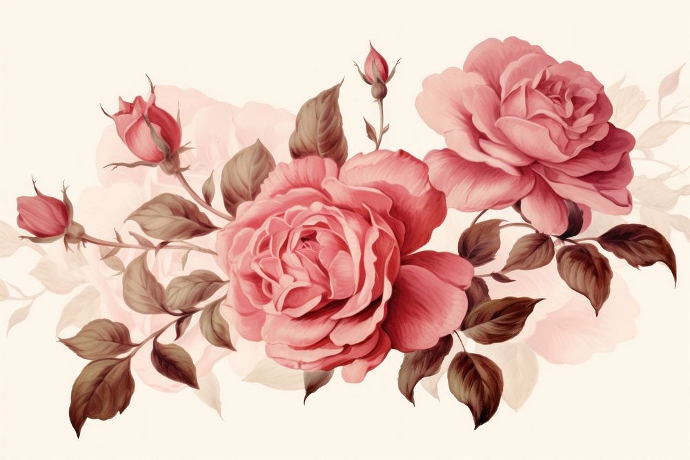 Vintage rose pattern flower. AI generated Image by rawpixel.