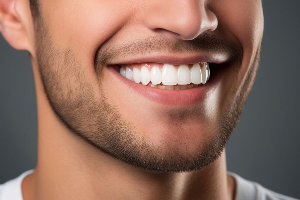 White teeth smiling adult smile. 