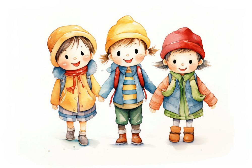 Three little kids wearing travel costume representation child cute. AI generated Image by rawpixel.