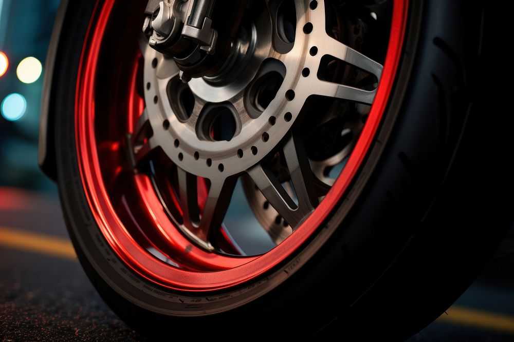 Motorcycle wheel vehicle spoke tire. AI generated Image by rawpixel.