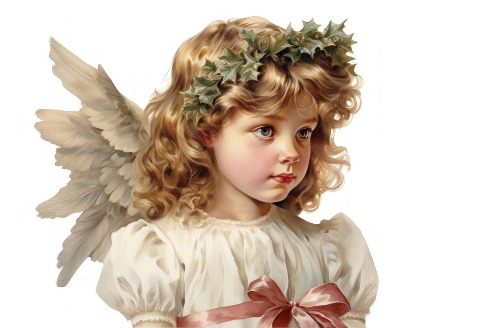 Christmas angle portrait angel white background. AI generated Image by rawpixel.