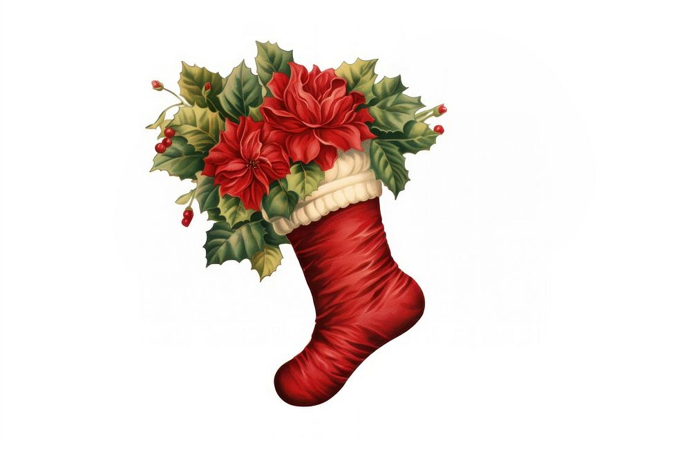 Christmas stocking flower plant gift. AI generated Image by rawpixel.