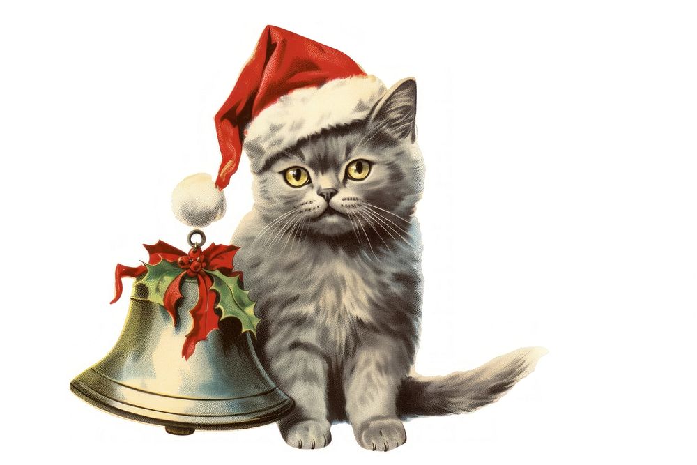 Christmas bell mammal animal kitten. AI generated Image by rawpixel.
