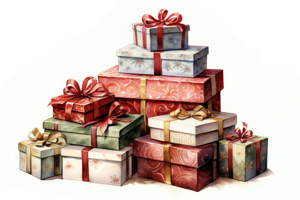 Christmas presents gift box white background. AI generated Image by rawpixel.