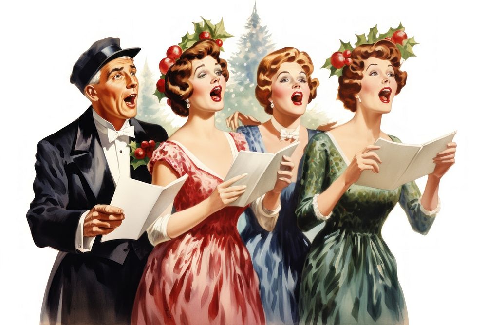 Christmas song adult art togetherness. AI generated Image by rawpixel.