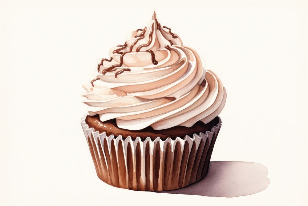 A chocolate cupcake dessert cream food. AI generated Image by rawpixel.