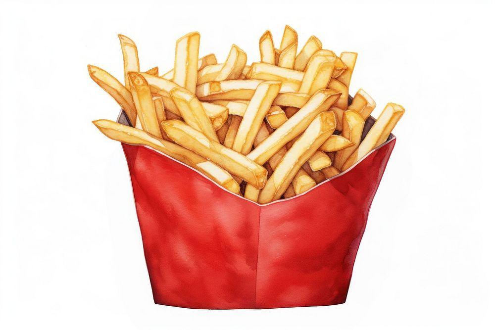 A frenchfries red red box ketchup food white background. AI generated Image by rawpixel.