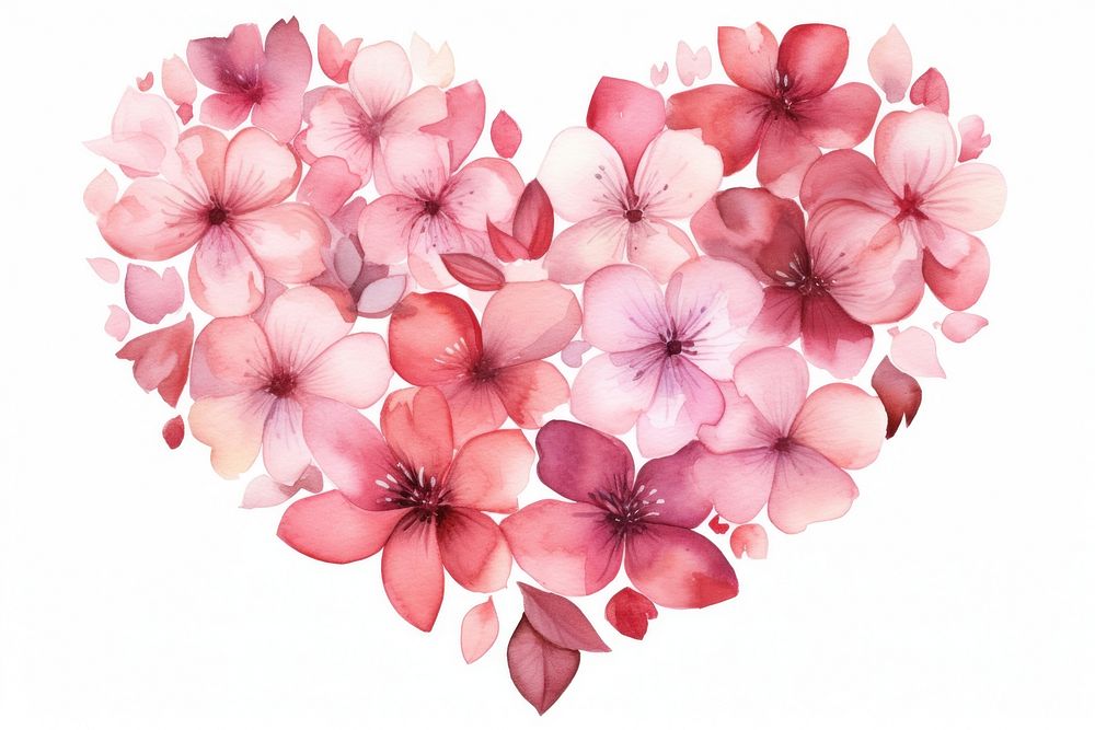 A heart flower petal plant white background. AI generated Image by rawpixel.