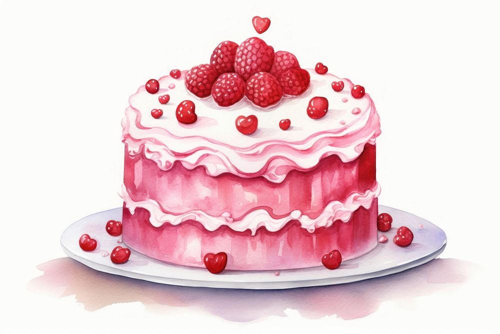 A valentine cake raspberry dessert fruit. AI generated Image by rawpixel.