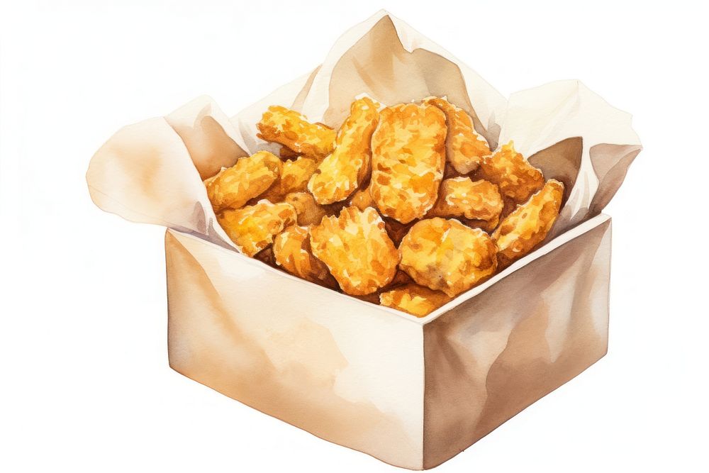 Nugget in box food white background container. AI generated Image by rawpixel.