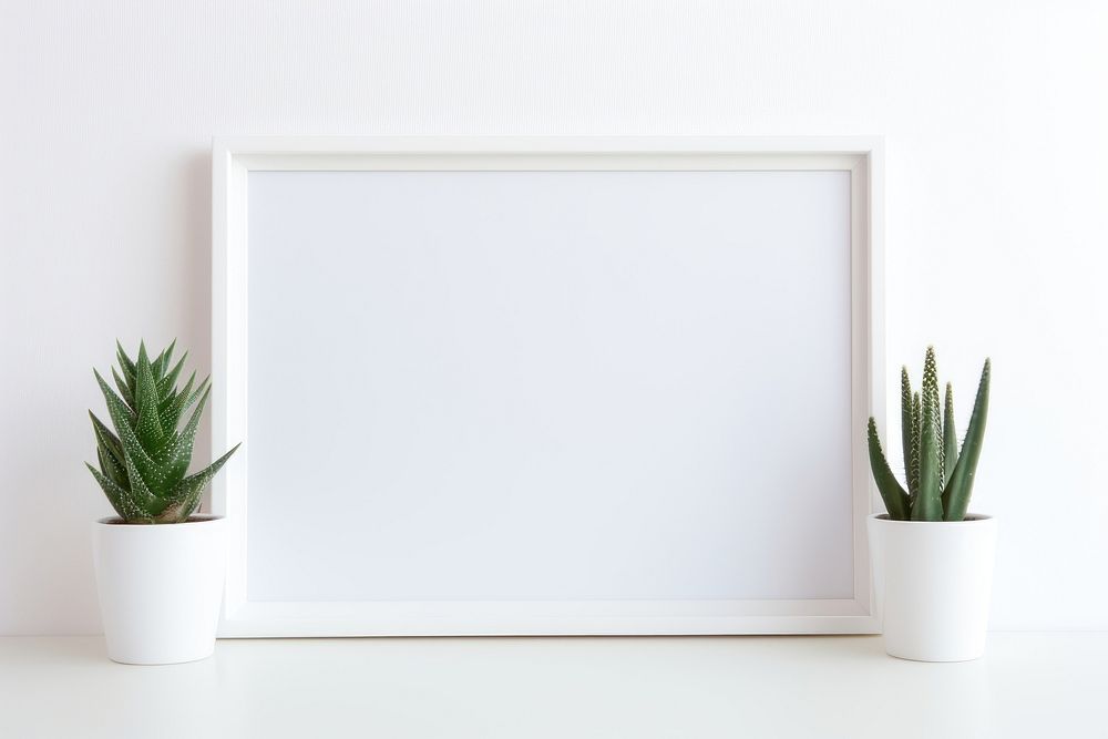 White frame plant aloe white background. AI generated Image by rawpixel.