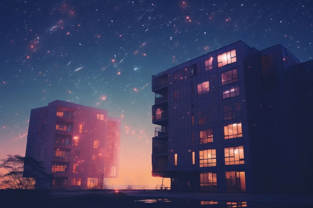 Building architecture outdoors night. AI generated Image by rawpixel.