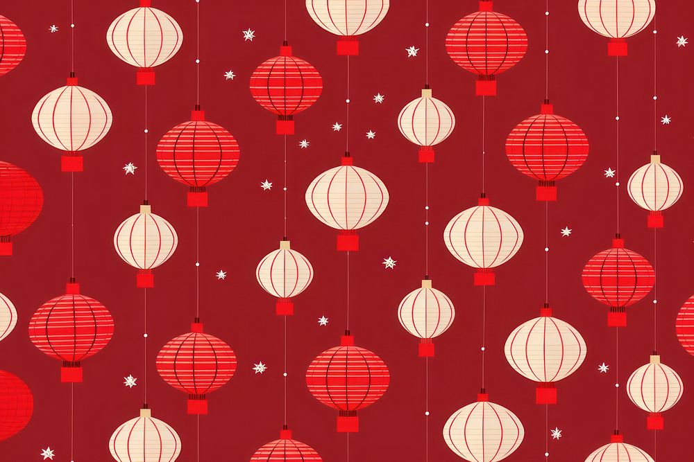 Chinese red lanterns pattern backgrounds shape. AI generated Image by rawpixel.