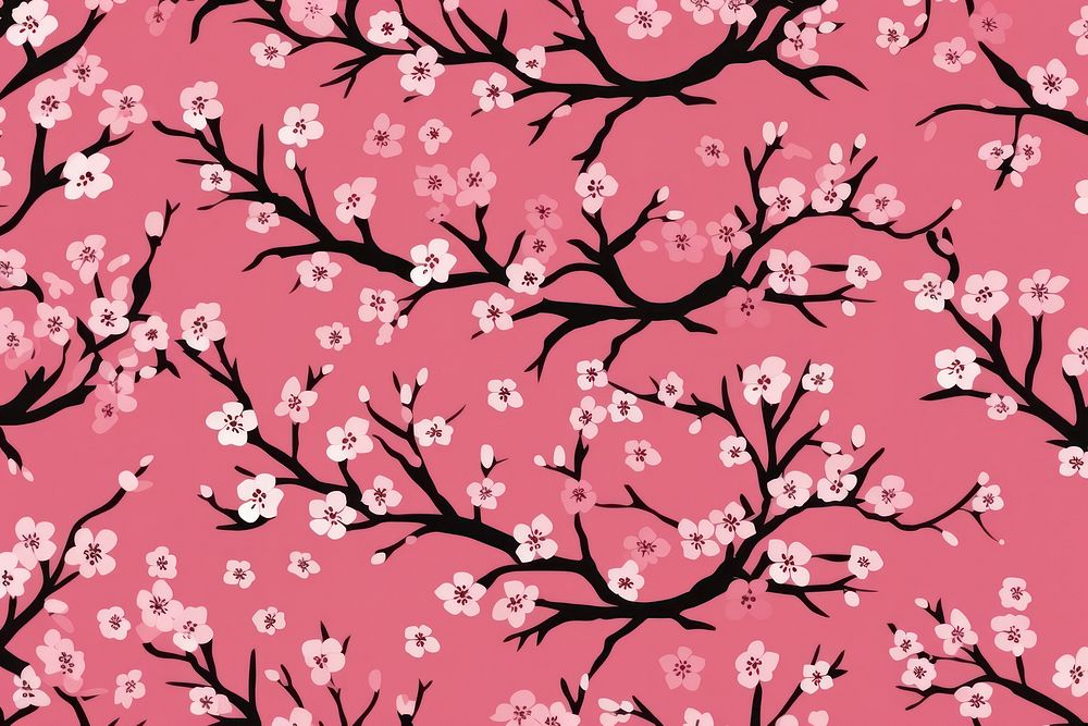 Branchers chinese pink background backgrounds blossom pattern. AI generated Image by rawpixel.