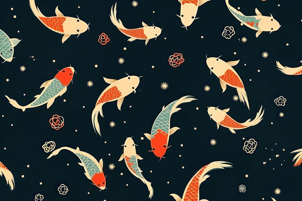 Koi fish backgrounds pattern animal. AI generated Image by rawpixel.