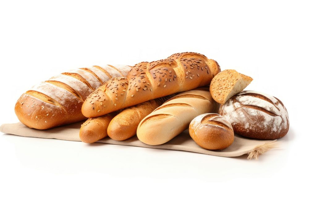 Assorted Breads bread food white background. AI generated Image by rawpixel.