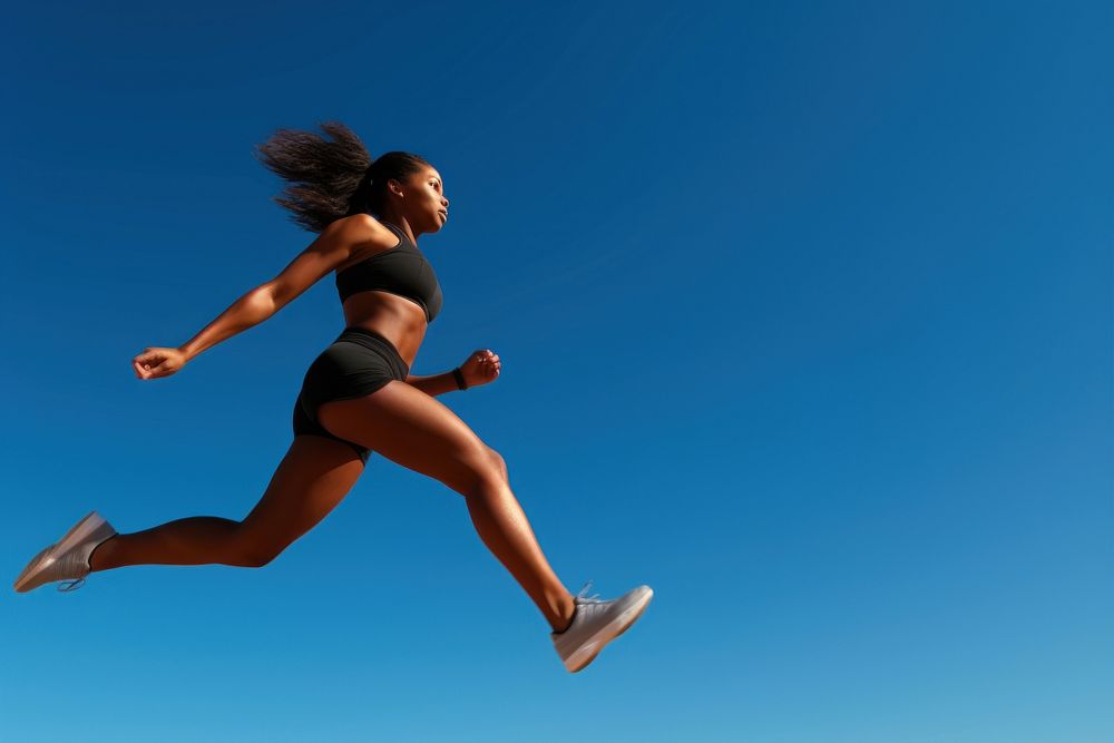 Athlete running jumping jogging. AI generated Image by rawpixel.