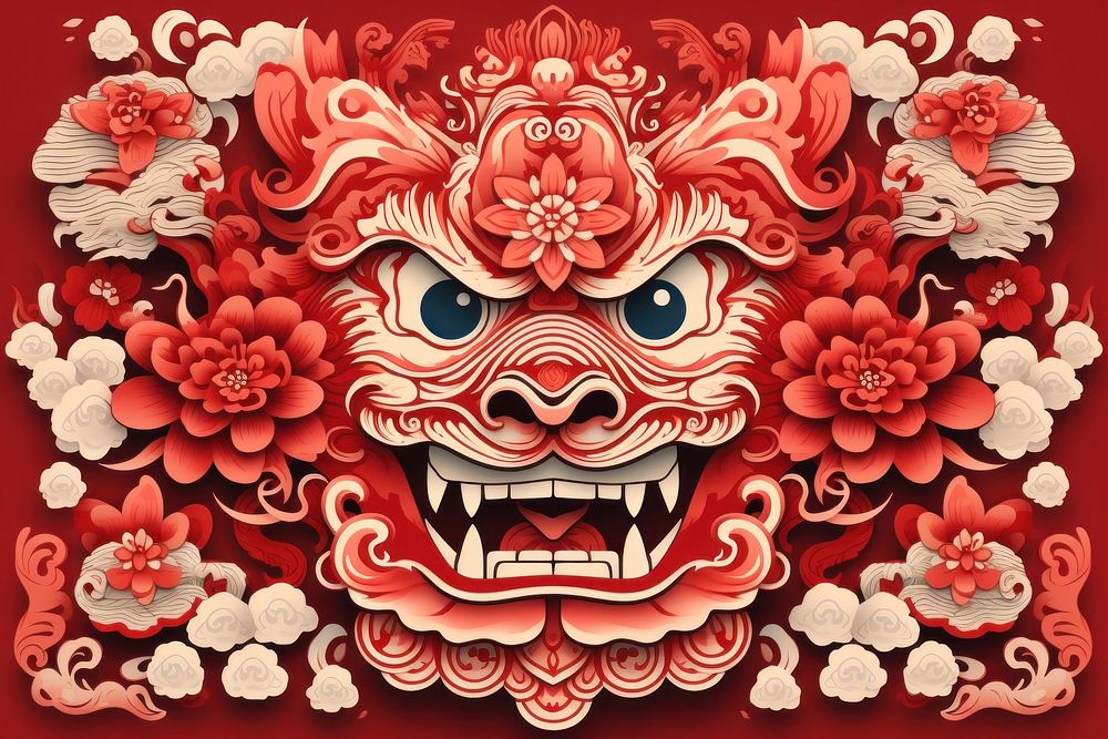 Chinese new year pattern art representation. AI generated Image by rawpixel.
