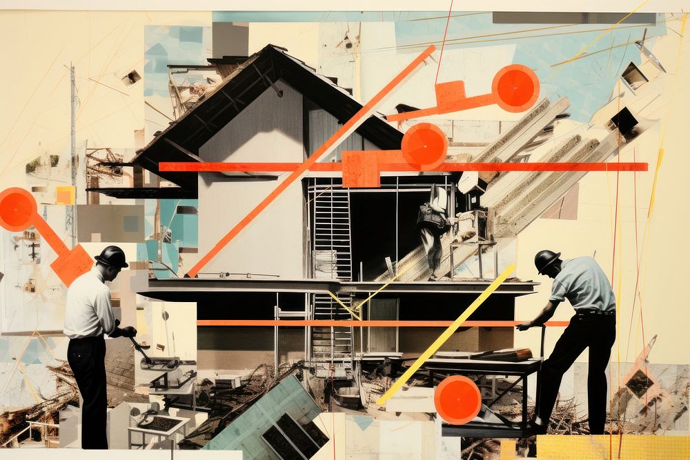 Construction architecture collage adult. AI generated Image by rawpixel.