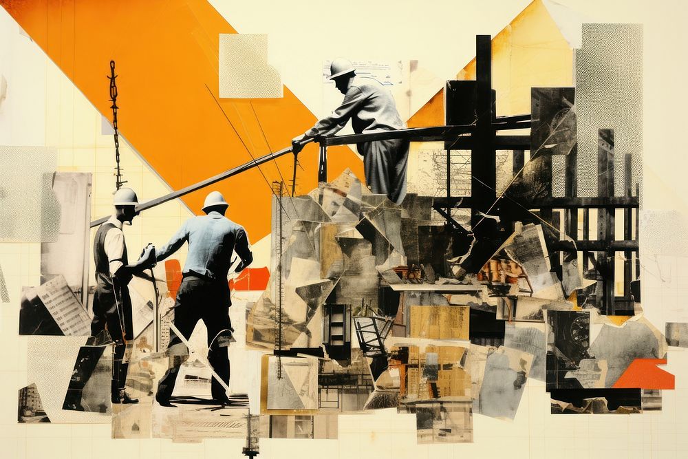 Construction collage art painting. AI generated Image by rawpixel.