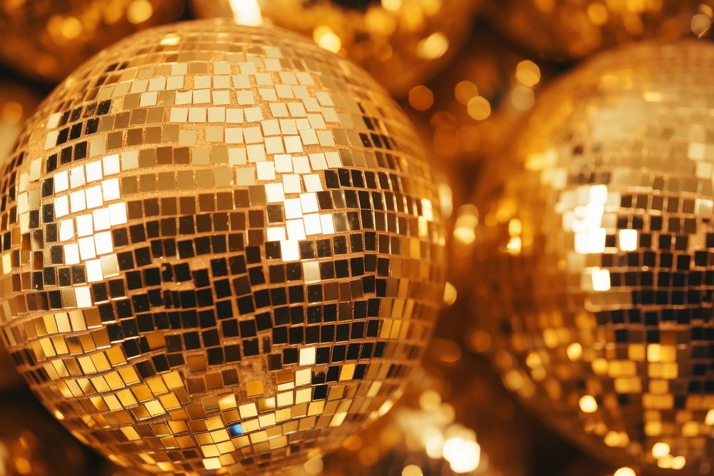 Disco ball texture gold backgrounds lighting. AI generated Image by rawpixel.