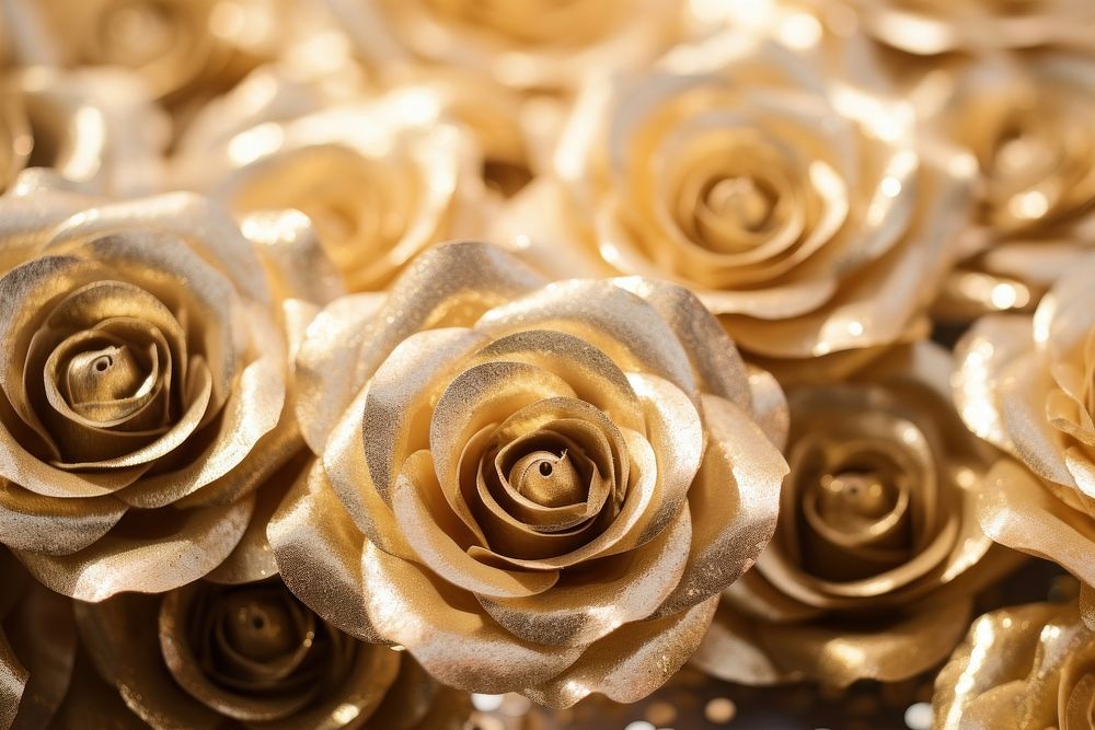 Rose flowers blank space gold backgrounds petal. AI generated Image by rawpixel.