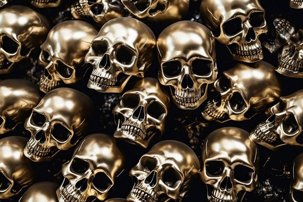 Skull pattern texture backgrounds metal gold. AI generated Image by rawpixel.