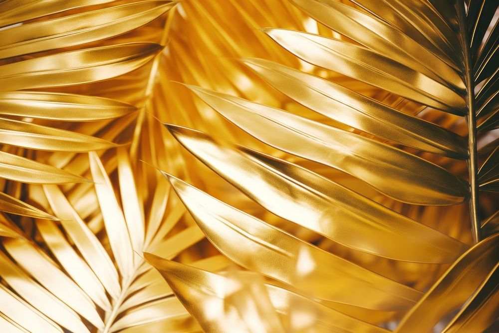 Tropical leaves texture gold backgrounds aluminium. AI generated Image by rawpixel.