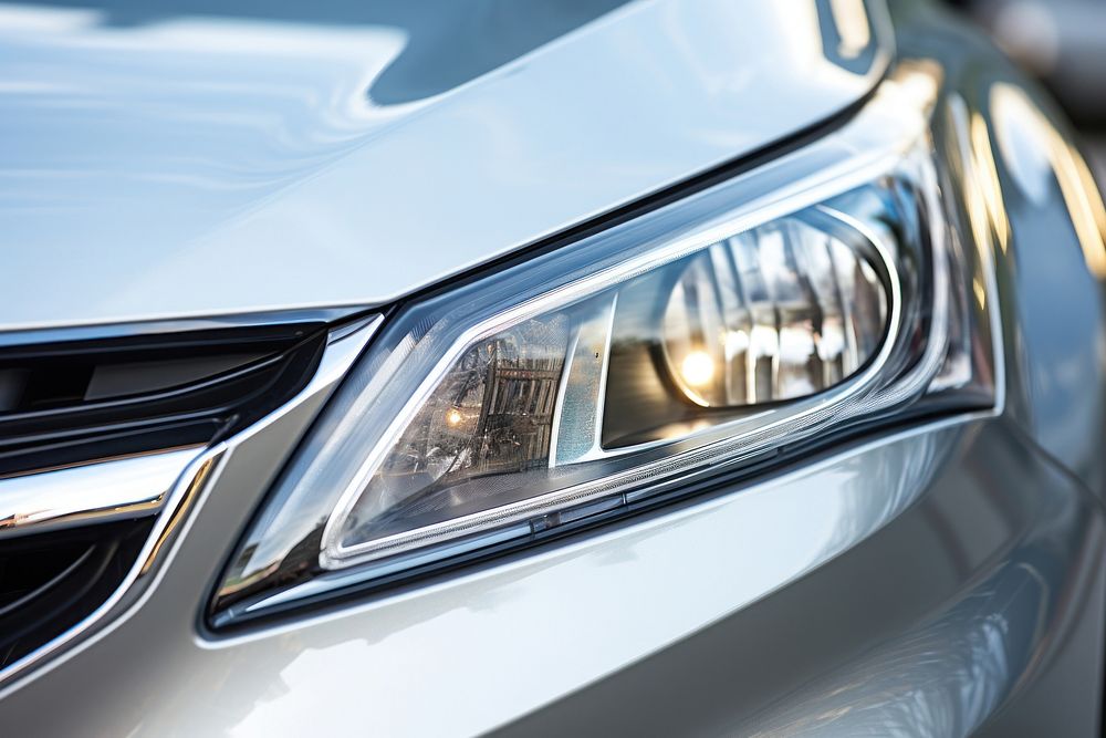 The head lights of a car headlight vehicle metal. AI generated Image by rawpixel.